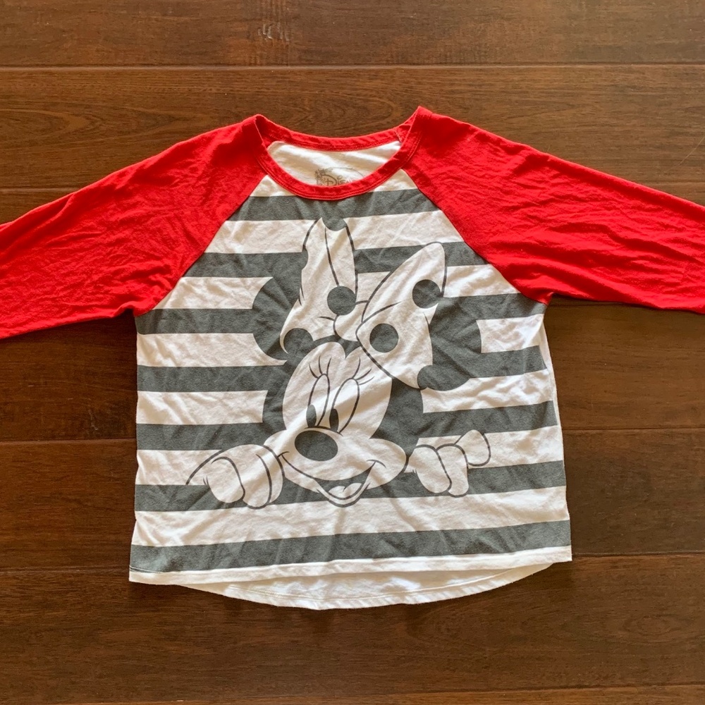 Disney Minnie Mouse 3/4 Sleeve Graphic Shirt Size Large